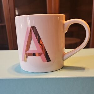 NWT: Opalhouse White Mug with Pink  and GoldLetter A